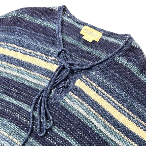 Denim & Supply Ralph Lauren Womens Striped Blue Cotton Knit Pullover Sweater S/P - Picture 1 of 8